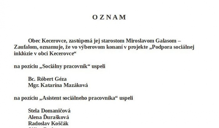 1. fotografia fotogalérie Výsledky výberového konania - foto