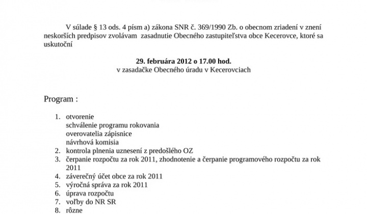 1. fotografia fotogalérie Obecné zastupiteľstvo 02/2012 - foto