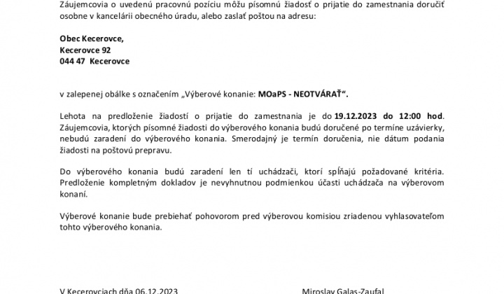 2. fotografia fotogalérie Výberové konanie: 12 pracovné miesta v miestnej občianskej a preventívnej službe na pracovnú pozíciu: člen MOaPS - foto