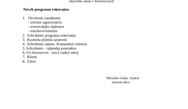 1. fotografia fotogalérie Pozvánka na zasadnutie obecného zastupiteľstva 24.07.2024 - foto