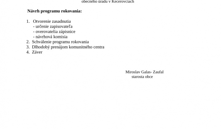 1. fotografia fotogalérie Pozvánka na zasadnutie obecného zastupiteľstva 17.09.2024 - foto