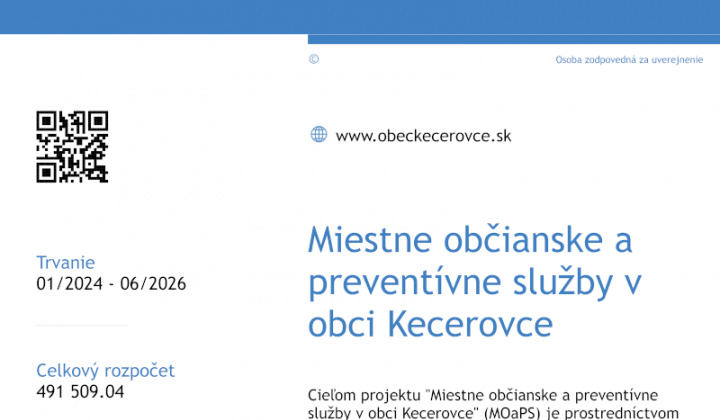 1. fotografia fotogalérie Názov projektu: Miestne občianske a preventívne služby v obci Kecerovce - foto