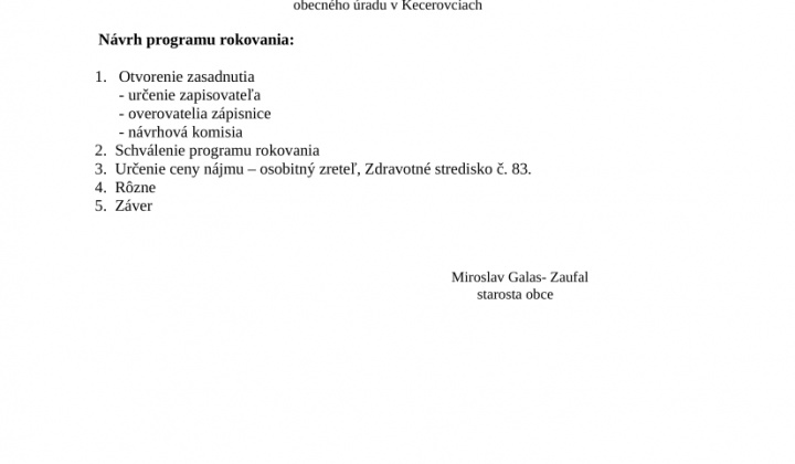 1. fotografia fotogalérie Pozvánka na zasadnutie obecného zastupiteľstva 29.1.2025 - foto