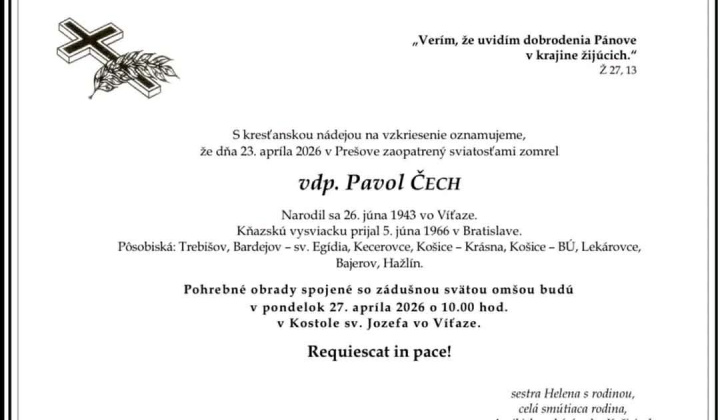 Fotka - Smútočné oznámenie